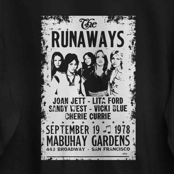 The Runaways Mabuhay Gardens 70s Rock Concert Graphic Vintage Band Sweatshirt - Picture 2 of 5